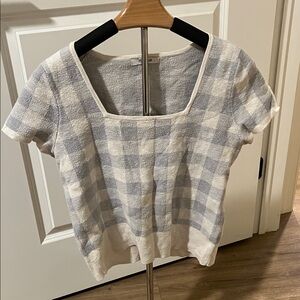 Madewell Womens Short Sleeve Checkered Sweater Medium